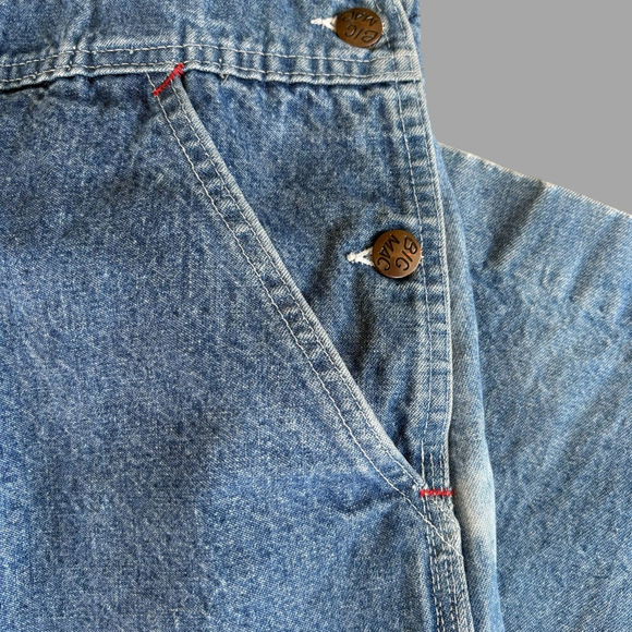 Big Mac Vintage Denim Overall Shorts 80s Blue - Picture 14 of 16